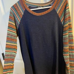 multi-colored pattered sweater
